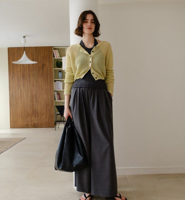  「バックデザインペーパーメッシュカーディガン」|カーディガン|