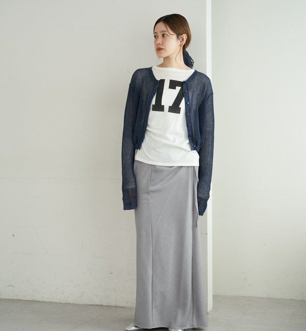  「バックデザインペーパーメッシュカーディガン」|カーディガン|