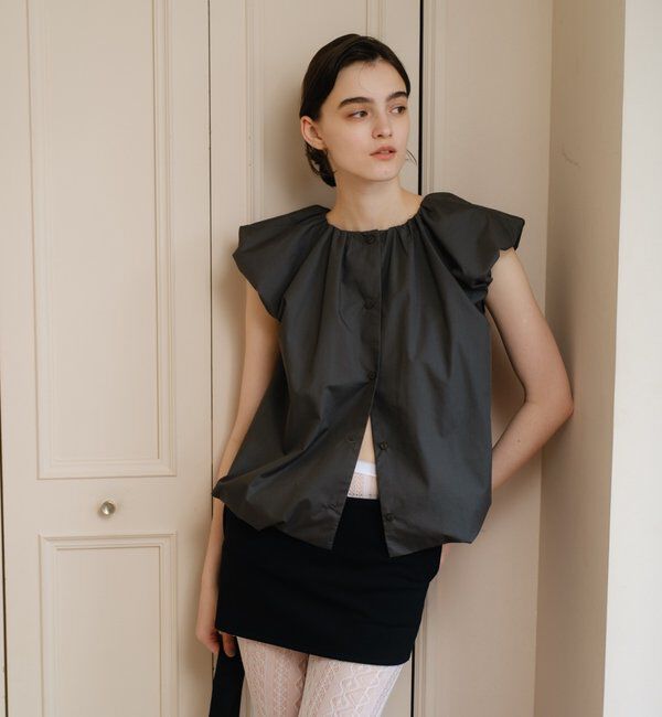  「パフギャザーバルーントップス」|シャツ・ブラウス|チャコールグレー