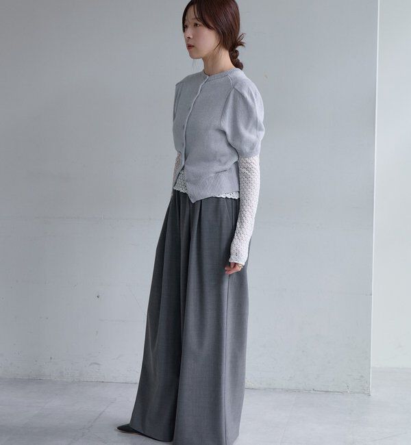  「ペーパーヤーン半袖パフニット」|カーディガン|