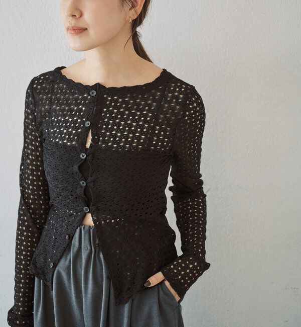  「レース編み2WAYトップス」|Tシャツ・カットソー|ブラック