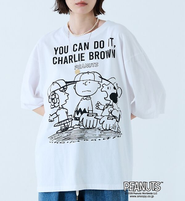 Rouge vif「【JOHNBULL/ジョンブル】PEANUTS プリントTシャツ / スヌーピー」|Tシャツ・カットソー|ホワイト系その他2
