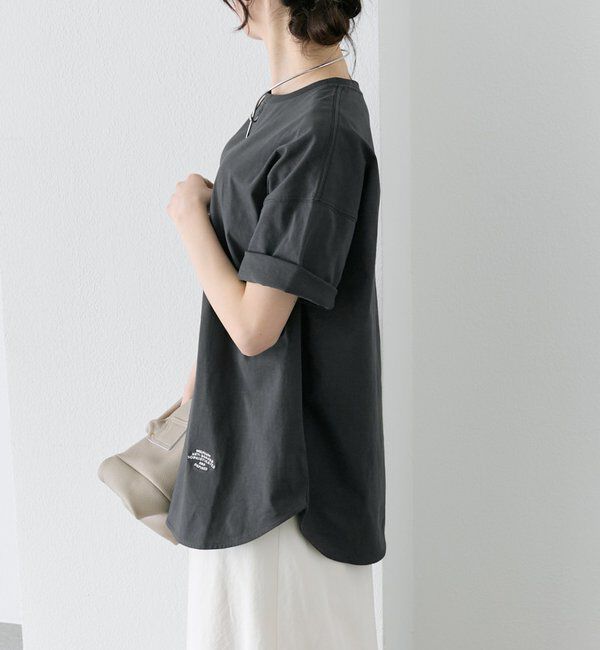  「【汗ジミ防止加工】ワンポイントロゴ刺繍Tシャツ」|プルオーバー|