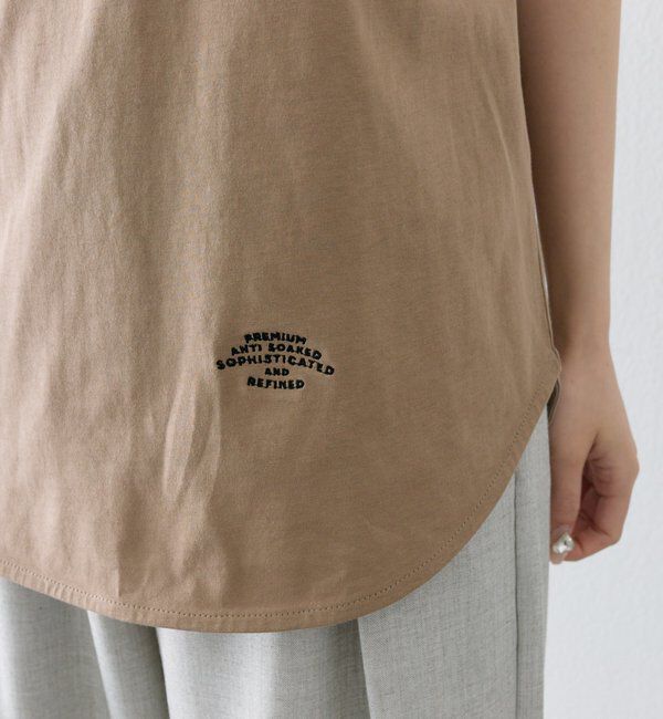  「【汗ジミ防止加工】ワンポイントロゴ刺繍Tシャツ」|プルオーバー|