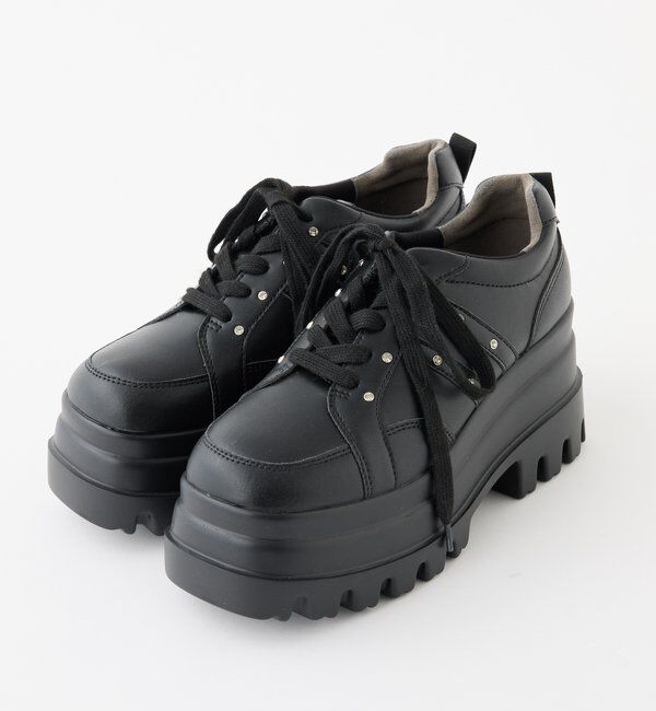  「【ピンク・ブラウン・ブラック】ビジュー付きトリプルソールスニーカー」|その他|