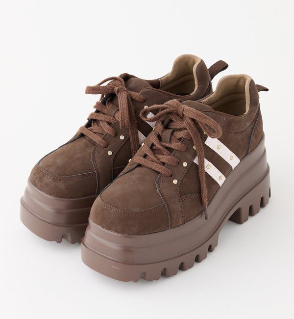  「【ピンク・ブラウン・ブラック】ビジュー付きトリプルソールスニーカー」|その他|