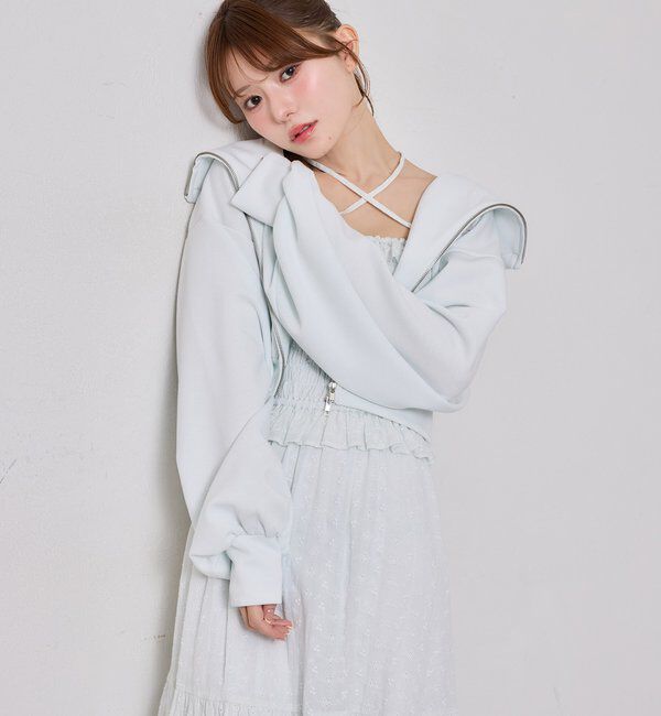  「【SMサイズ展開あり】肩リボンシャーリングキャミワンピ」|ワンピース|