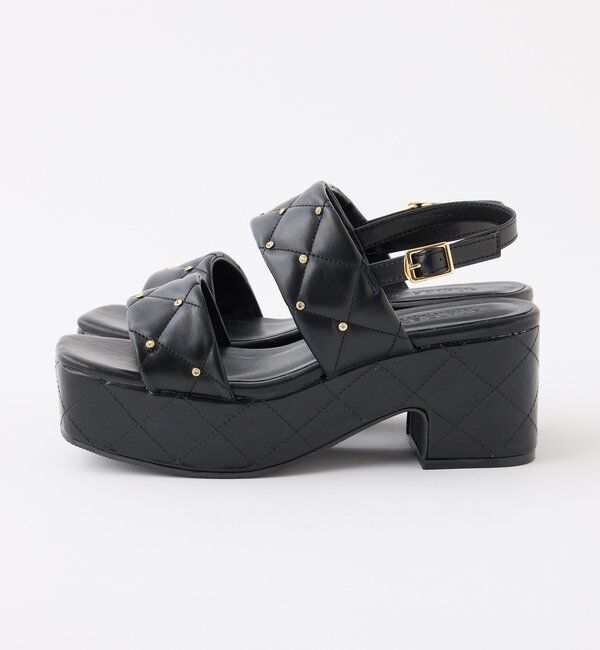  「ビジュースタッズ付きキルティングサンダル」|その他|