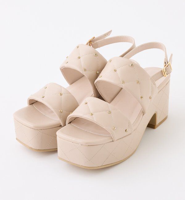  「ビジュースタッズ付きキルティングサンダル」|その他|