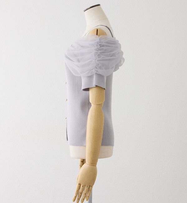  「リボンチュールオフショルニット」|カーディガン|