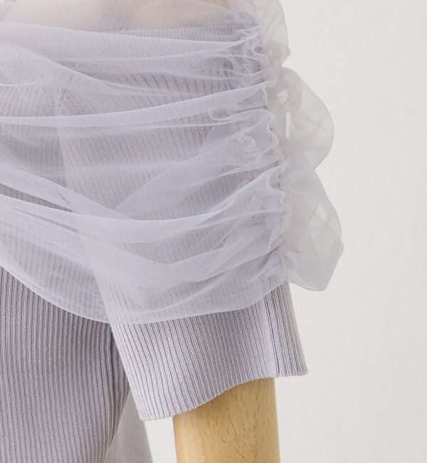  「リボンチュールオフショルニット」|カーディガン|