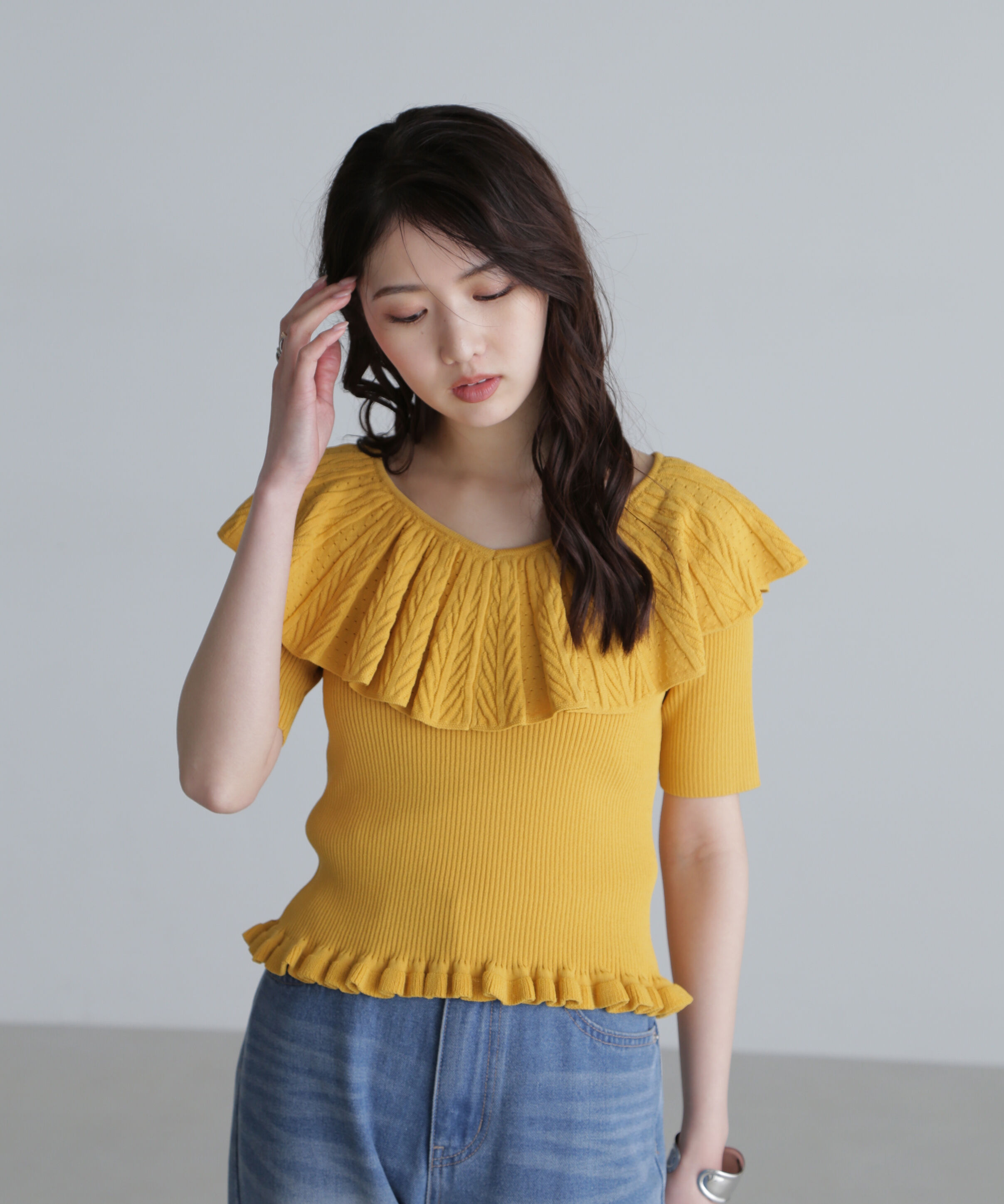  「ラッフル襟ニット」|ニット・セーター|