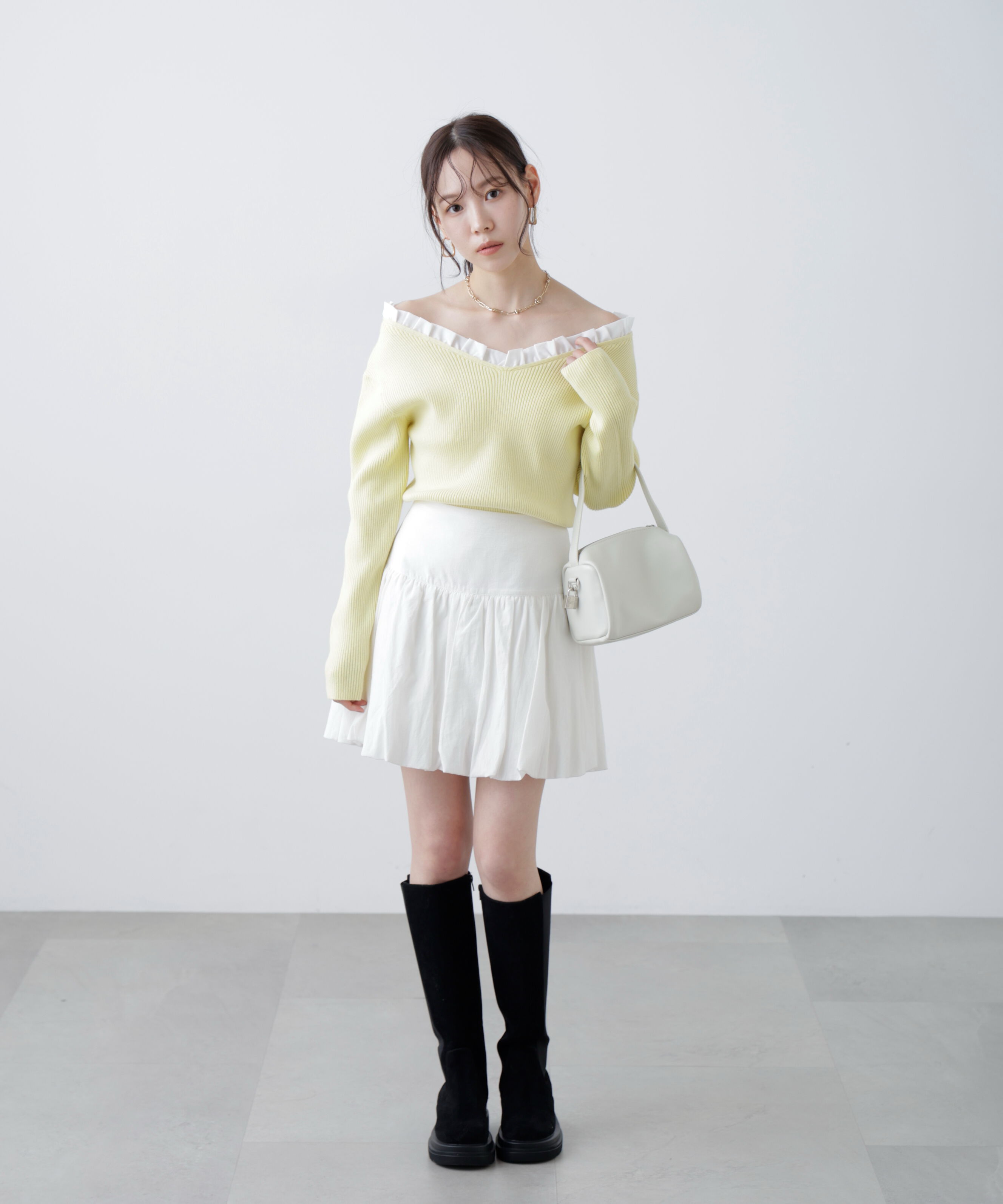  「フリルドッキングＶネックニット〈MFM〉」|ニット・セーター|