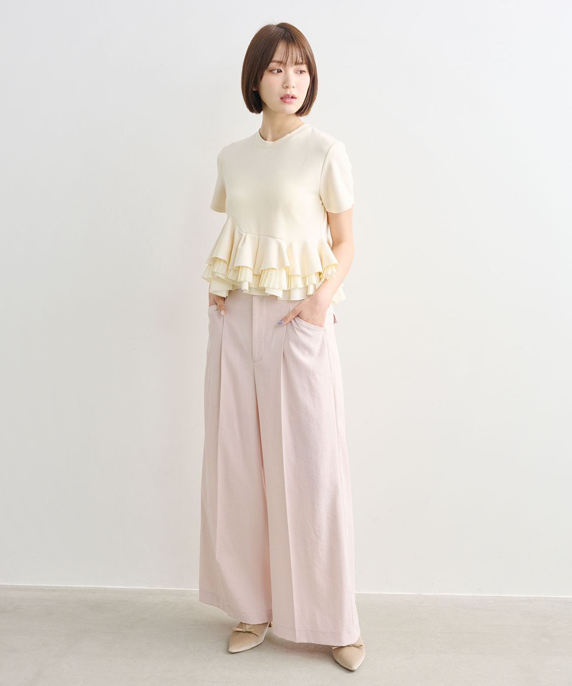 COCO DEAL「リネンライクバックフラップワイドパンツ」|スラックス|