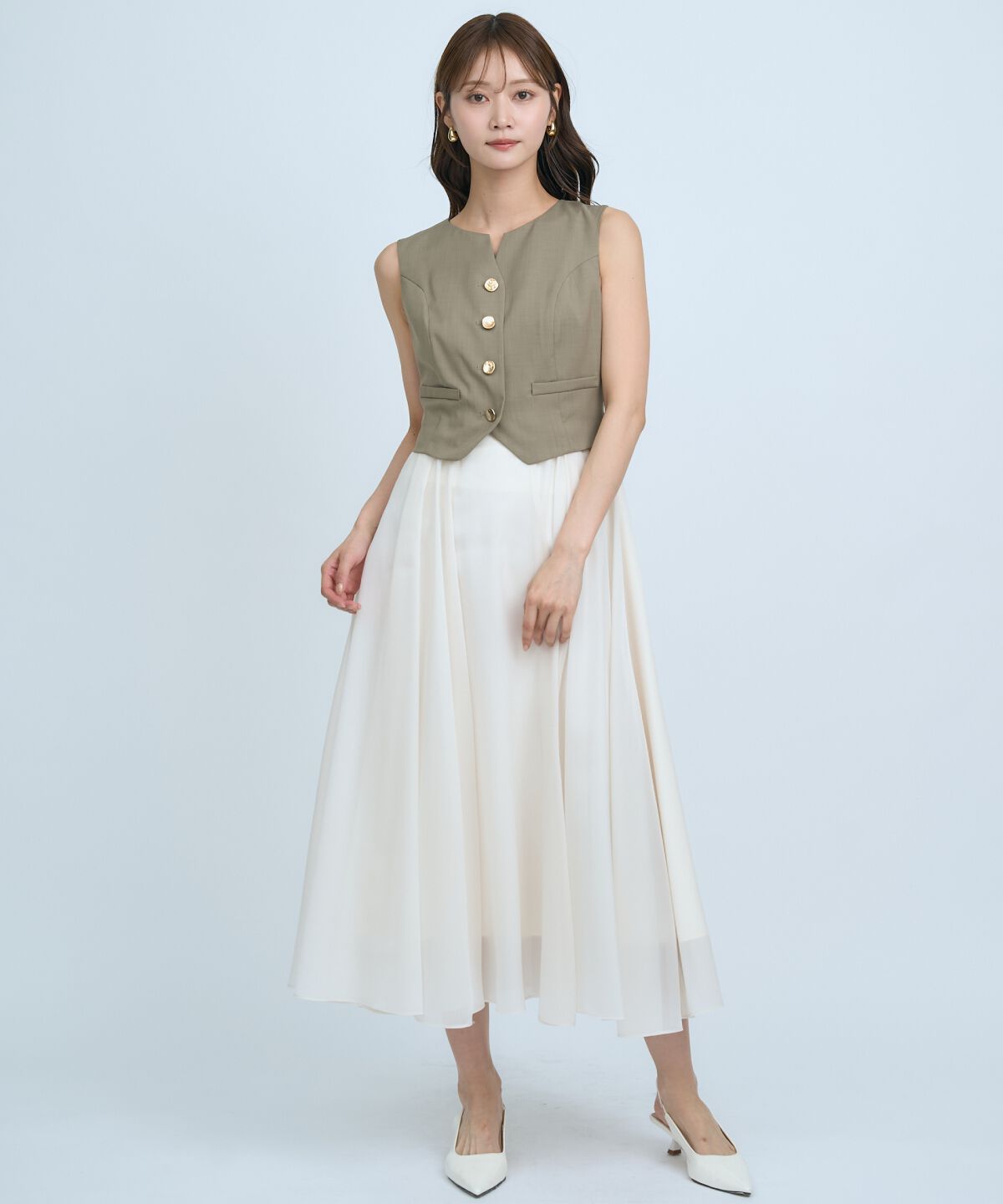 アンドクチュール「ショートジレレイヤードワンピース」|ワンピース|