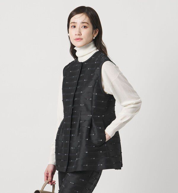 UNITED ARROWS「リボン カットジャガード ベスト」|ベスト・ジレ|BLACK