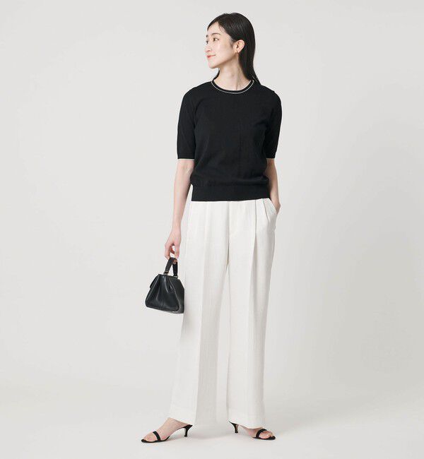 UNITED ARROWS「18G ハーフスリーブ クルーネックニット ‐ウォッシャブル‐」|ニット・セーター|