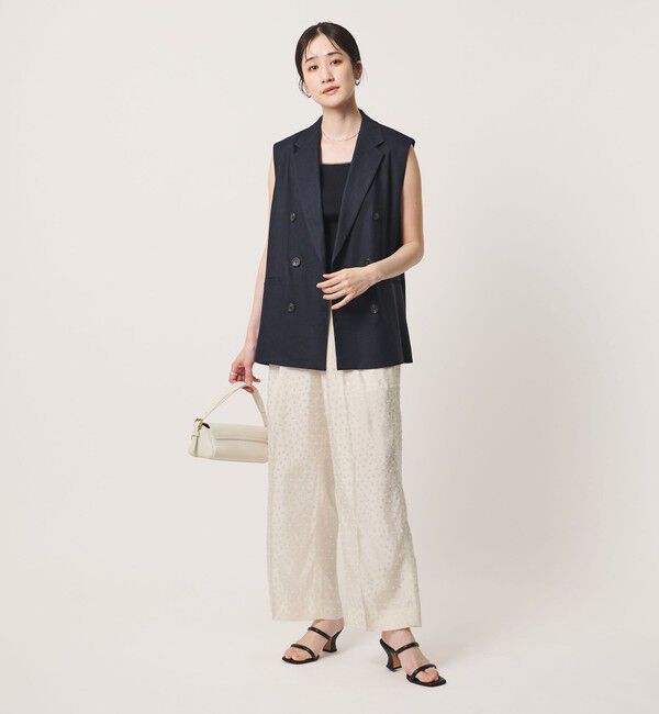 UNITED ARROWS「ドット サテン 2タック ワイドパンツ」|スラックス|