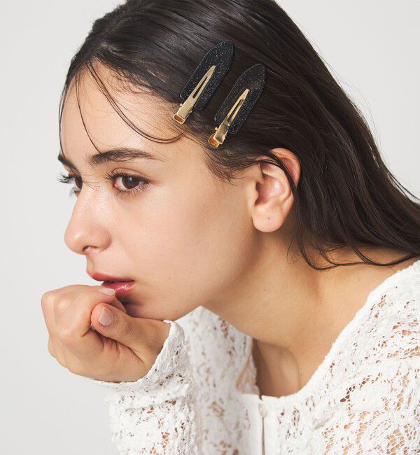 UNITED ARROWS green label relaxing「＜PEIGNEE＞ ヘアクリップ / PAIR」|ピアス|BLACK