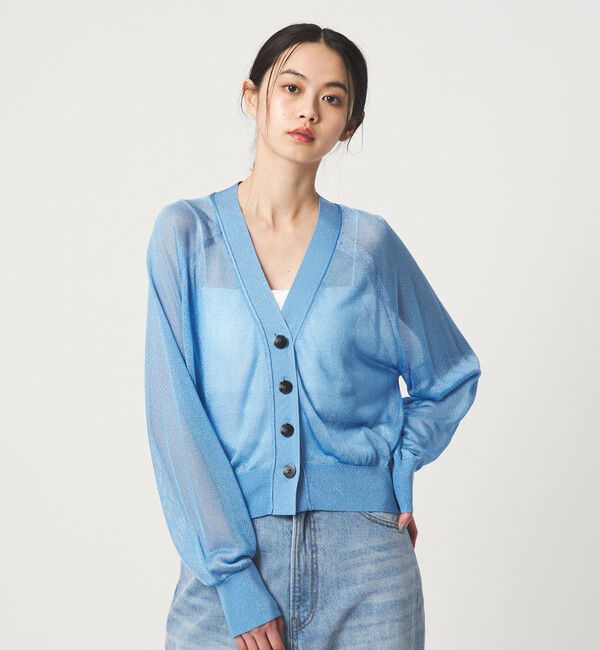 EMMEL REFINES「＜EMMEL REFINES＞EM HW ラメシアー カーディガン」|カーディガン|LT.BLUE