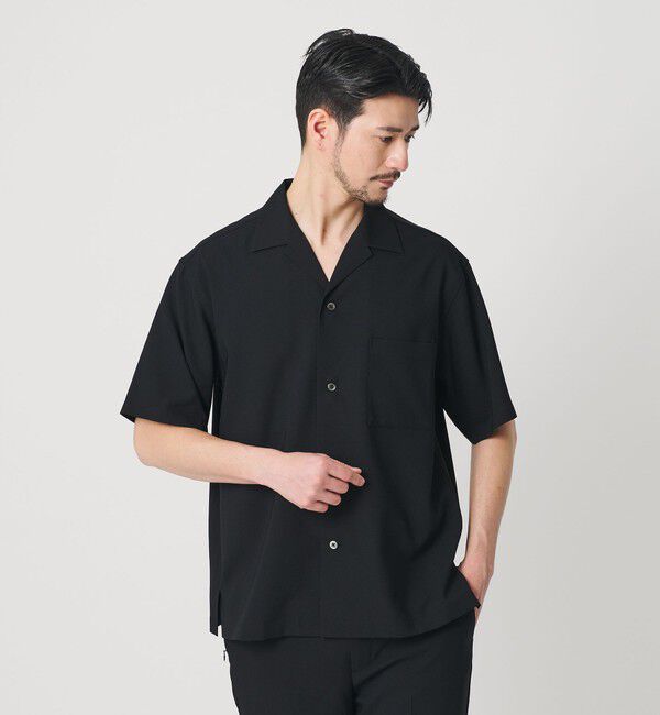 BEAUTY&YOUTH UNITED ARROWS「【WEB限定 WARDROBE SMART】 Reflax オープンカラー シャツ」|シャツ・ブラウス|BLACK