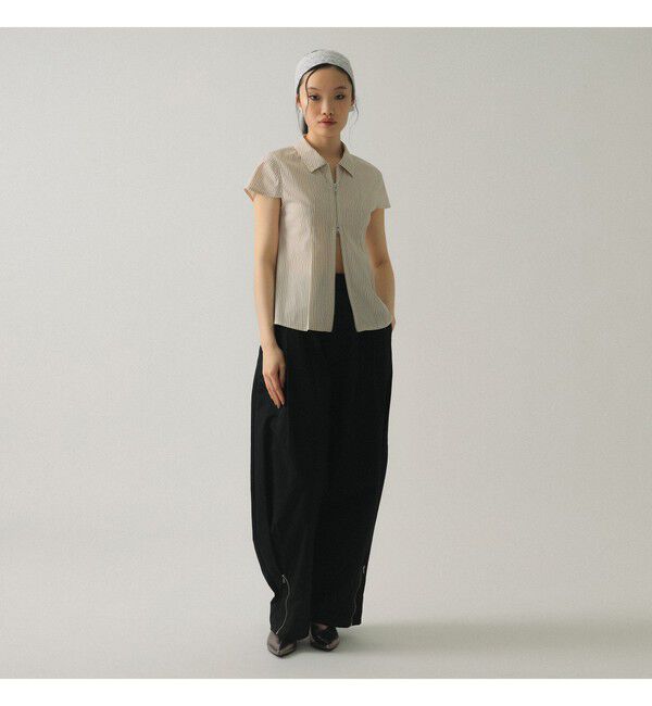 Ray BEAMS 「ストライプ ジップ シャツ ハーフスリーブ」|シャツ・ブラウス|