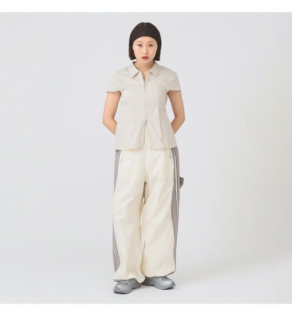 Ray BEAMS 「ストライプ ジップ シャツ ハーフスリーブ」|シャツ・ブラウス|