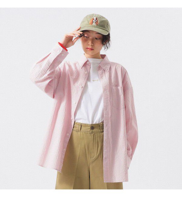 BEAMSBOY「ドビー ストライプ ビッグ BDシャツ ＜定番 / オンオフ兼用＞」|シャツ・ブラウス|PINK