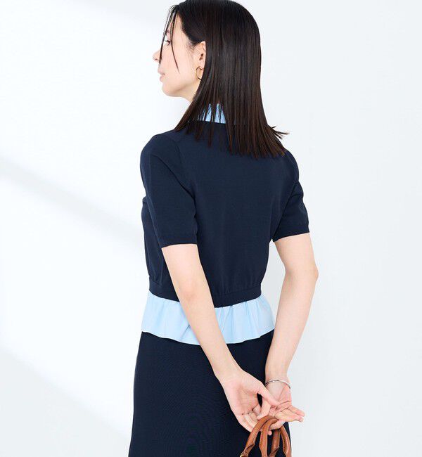 NOLLEY'S sophi「《手洗い可能/セットアップ対応》布帛襟取り外し可裾布帛半袖カーディガン」|カーディガン|