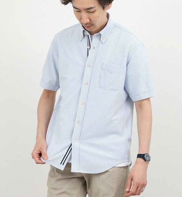 NOLLEY'S goodman「《ビジカジ対応》トリコットサッカーテープBD SS 半袖ボタンダウンシャツ 26SS」|シャツ・ブラウス|