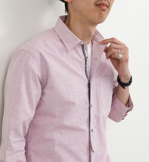 NOLLEY'S goodman「綿麻パラシュートボタン7分袖シャツ 26SS」|シャツ・ブラウス|ピンク