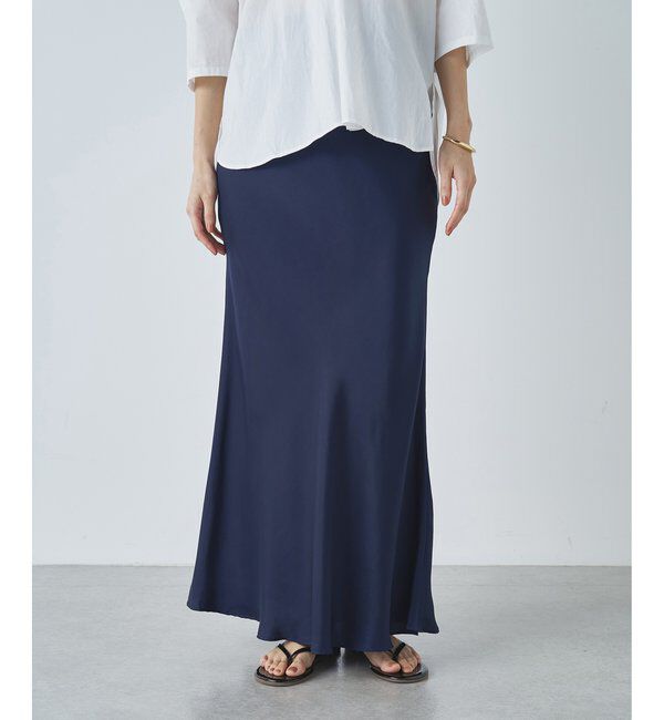 Drawing Numbers「【Drawing Numbers】キュプラバイアスマーメイドスカート」|スカート|ネイビー