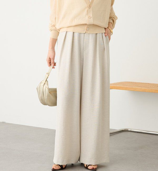  「予約【防シワ性/紫外線防止】リネンライクタックワイドスラックス」|チノ|