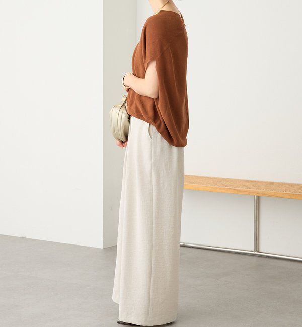  「予約【防シワ性/紫外線防止】リネンライクタックワイドスラックス」|チノ|