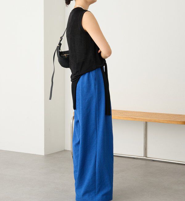  「予約【防シワ性/紫外線防止】リネンライクタックワイドスラックス」|チノ|