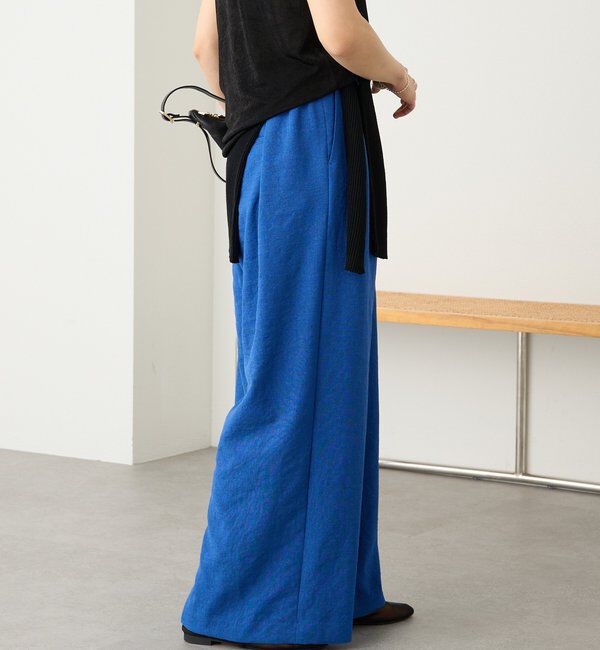  「予約【防シワ性/紫外線防止】リネンライクタックワイドスラックス」|チノ|