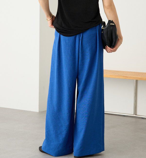  「予約【防シワ性/紫外線防止】リネンライクタックワイドスラックス」|チノ|