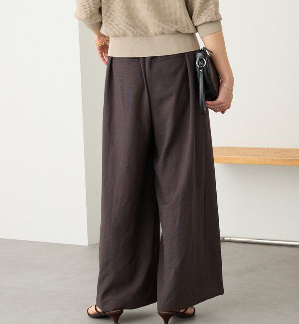  「予約【防シワ性/紫外線防止】リネンライクタックワイドスラックス」|チノ|