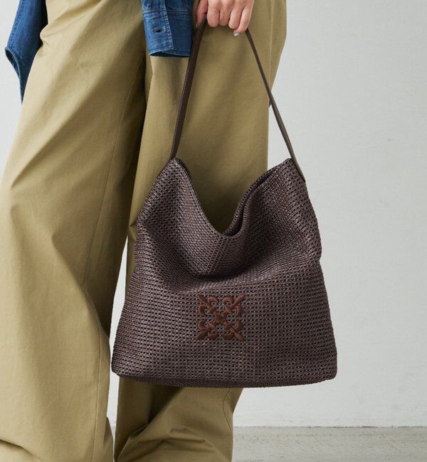  「ナイロンラフィアワンショルダーバッグ」|ショルダー・メッセンジャー|ダークブラウン