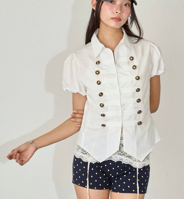  「ナポレオンパフスリブラウス」|シャツ・ブラウス|オフホワイト