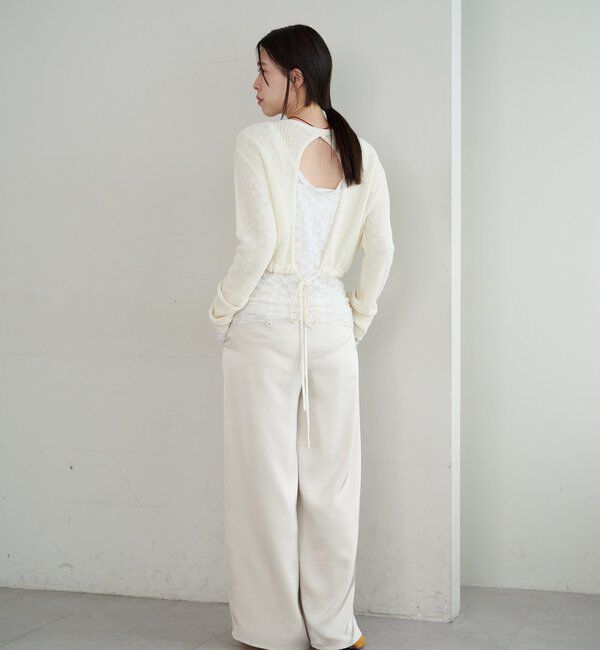  「バックデザインペーパーメッシュカーディガン」|カーディガン|