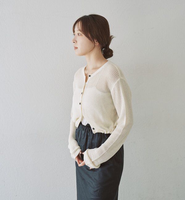  「バックデザインペーパーメッシュカーディガン」|カーディガン|