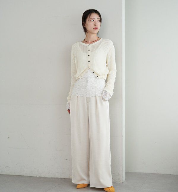  「バックデザインペーパーメッシュカーディガン」|カーディガン|