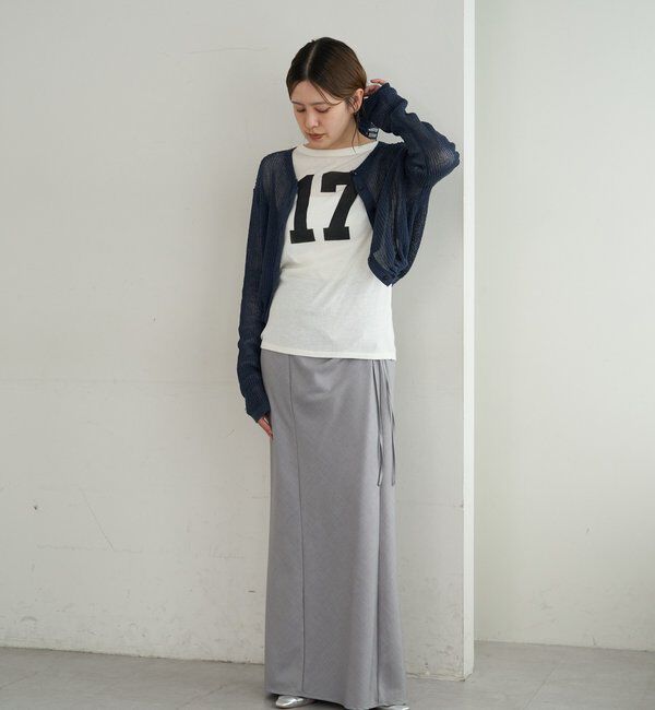  「バックデザインペーパーメッシュカーディガン」|カーディガン|