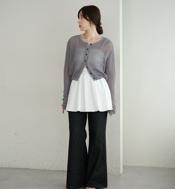  「バックデザインペーパーメッシュカーディガン」|カーディガン|