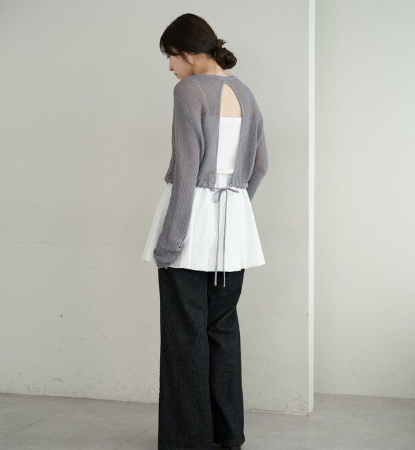  「バックデザインペーパーメッシュカーディガン」|カーディガン|