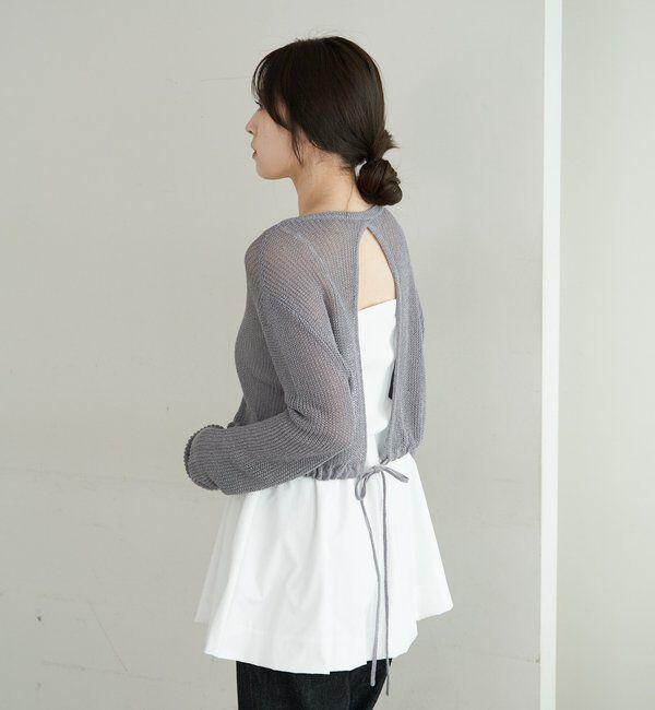  「バックデザインペーパーメッシュカーディガン」|カーディガン|