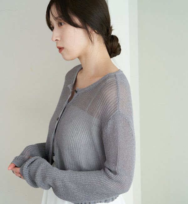  「バックデザインペーパーメッシュカーディガン」|カーディガン|