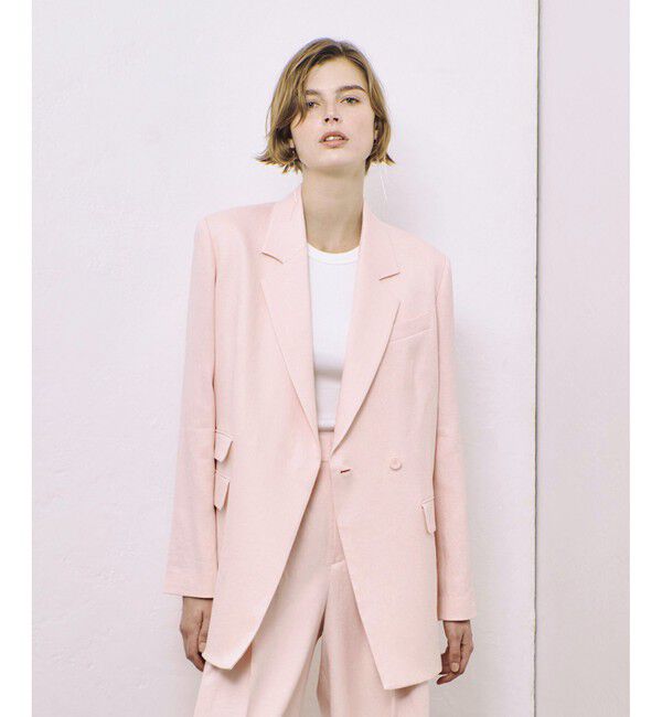 allureville「リオペルアシメフラップポケットジャケット」|テーラードジャケット|ライトピンク