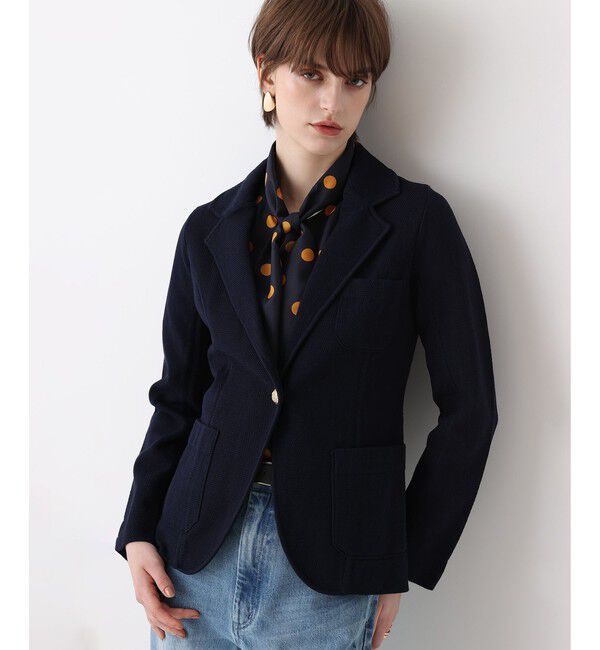 allureville「カノコストレッチニットジャケット」|テーラードジャケット|ネイビー